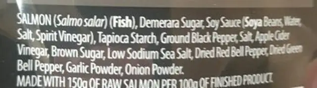 f ingredients label