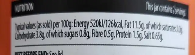 Cucina Mac and Cheese sauce nutrition facts table