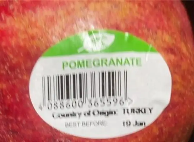 Pomegranate nutrition facts table