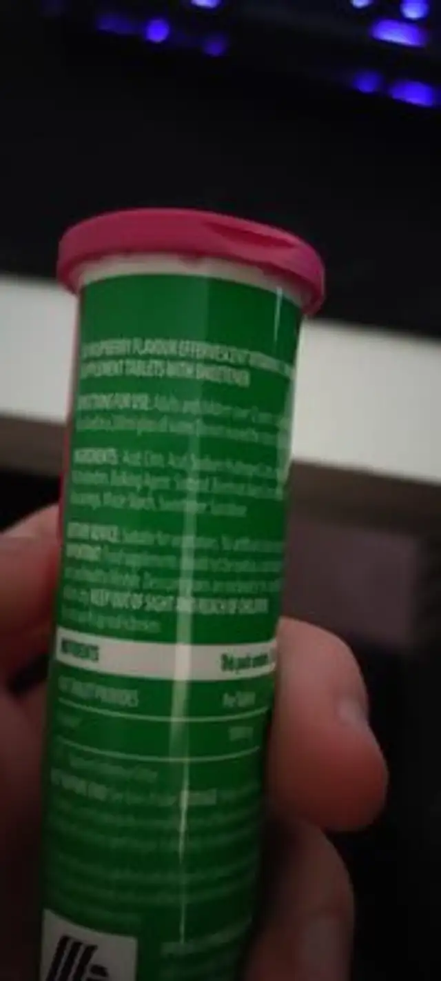 Activ-max effervescent tablets ingredients label