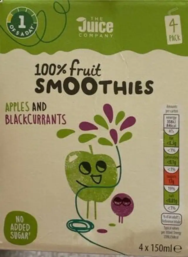 100% Fruit smoothies front packaging