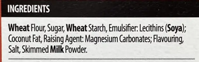 Waffle cone ingredients label