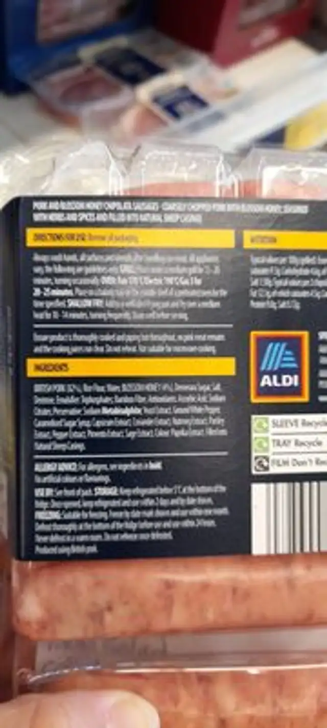 sausage ingredients label