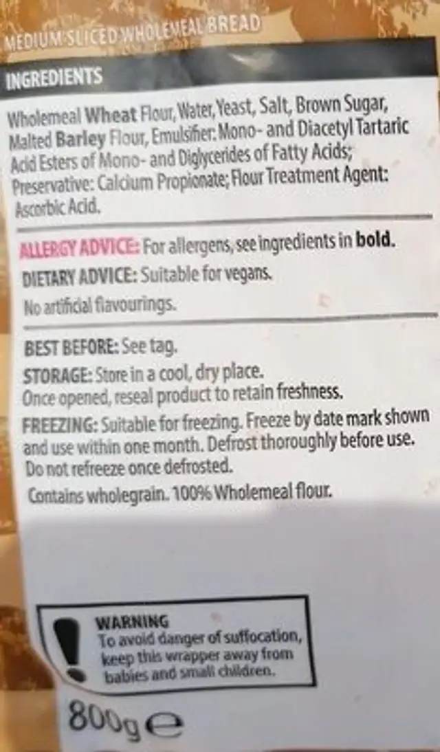 Unknown ingredients label
