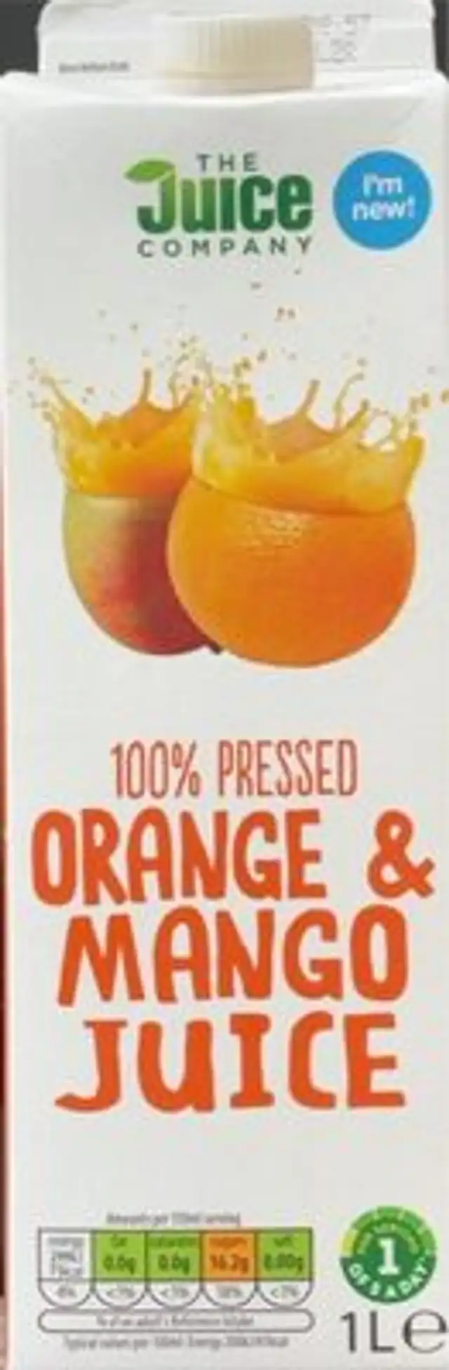 100% Pressed orange and mango juice