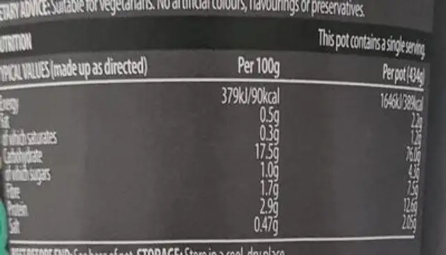 Chow Mein - Asian Inspired Noodles nutrition facts table