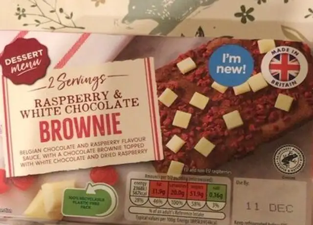 Raspberry and white chocolate brownie