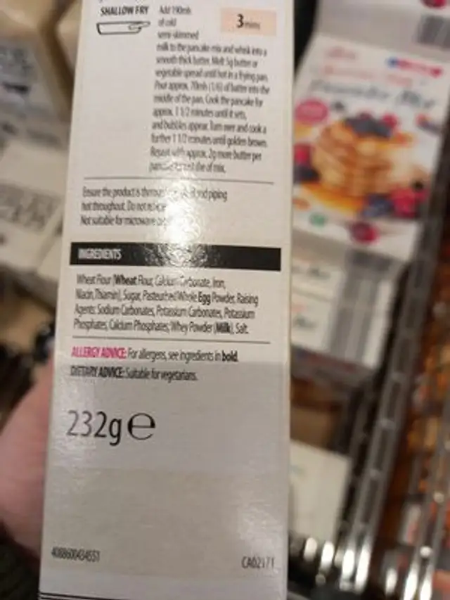 american style pancake mix ingredients label