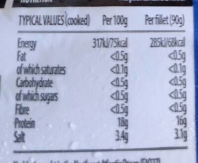 Boneless 2 smoked haddock fillets nutrition facts table