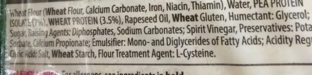 TORTILLA WRAPS ingredients label