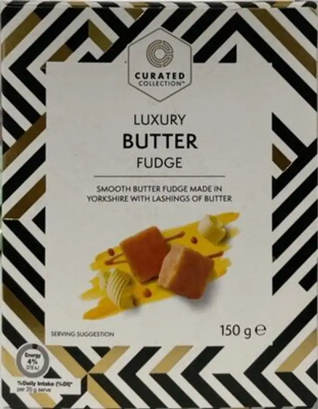 Luxury butter fudge front packaging