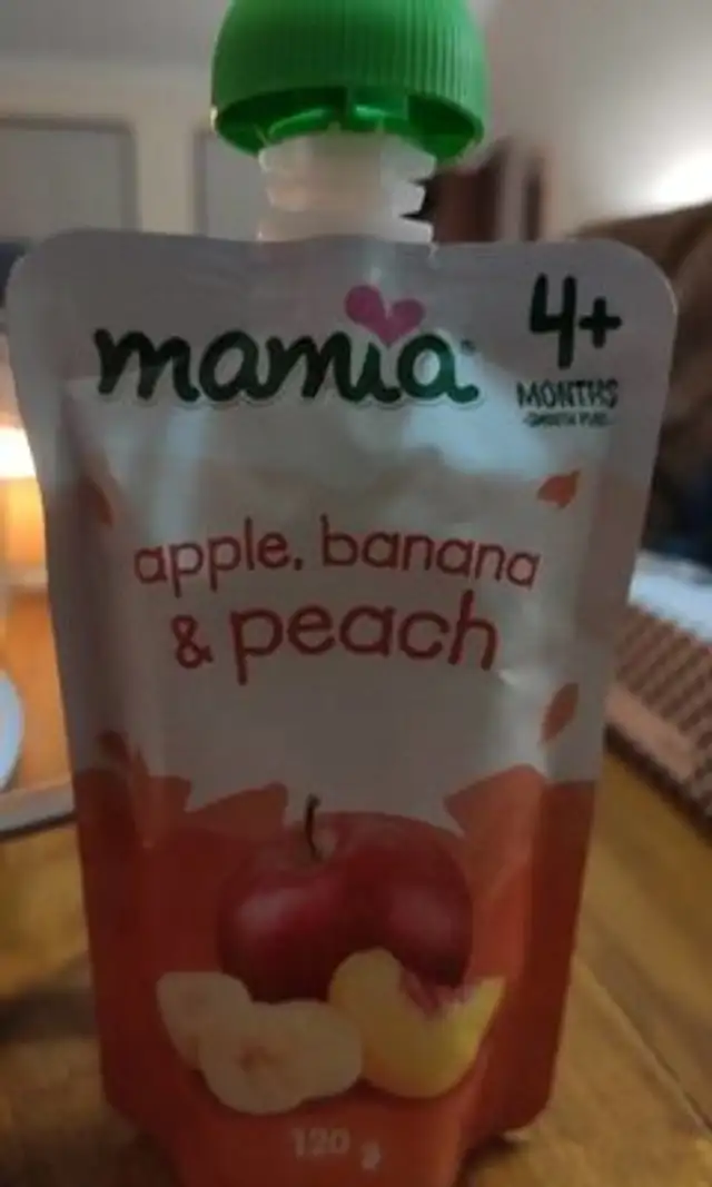 Apple banana and peach fruit puree