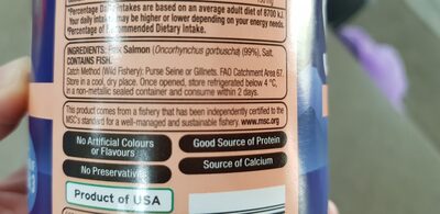 Wild Pacific SALMON ingredients label