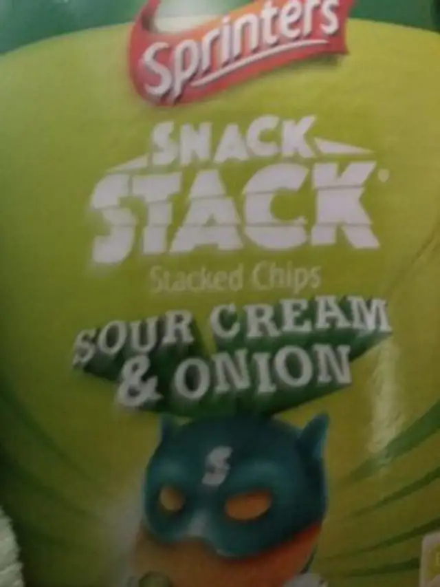 Stacked chips, sour cream and onion