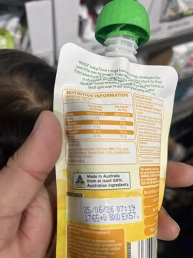 Banana Custard ingredients label