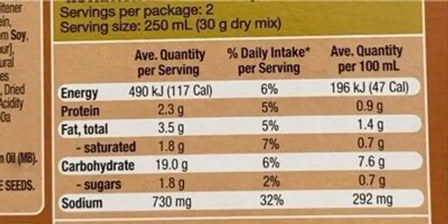 Soup in a cup creamy chicken nutrition facts table