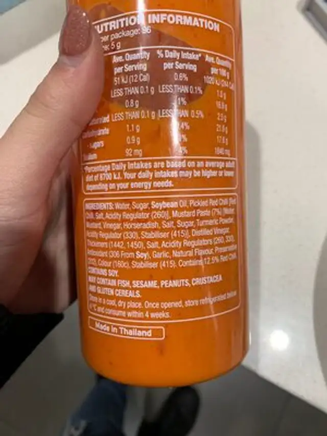 Mayonnaise ingredients label