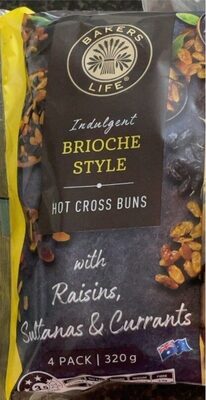 Brioche style hot cross buns front packaging