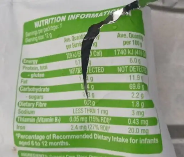 Baby puffs apple cinnamon nutrition facts table
