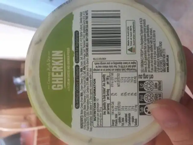 Gerkin and cream cheese dip ingredients label