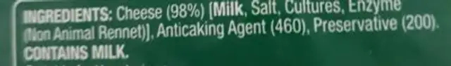 mozzarella cheese ingredients label