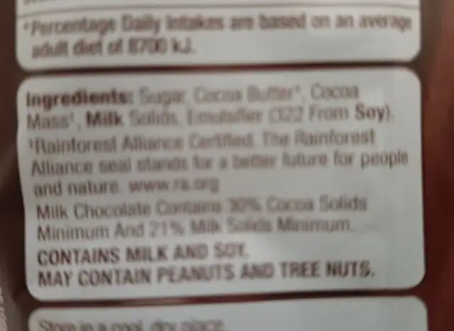 choceur milk chocolate baking bits ingredients label