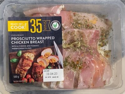 Prosciutto Wrapped Chicken Breast with a Cheese and Tomato Parmigiana Filling