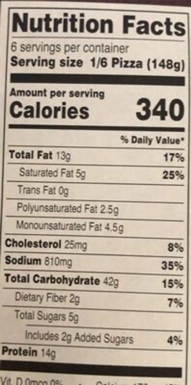 Rising Crust Supreme Pizza nutrition facts table