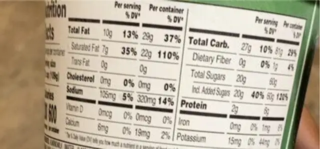 Vanilla nondairy frozen dessert nutrition facts table
