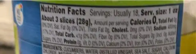 Hamburger dill chips nutrition facts table