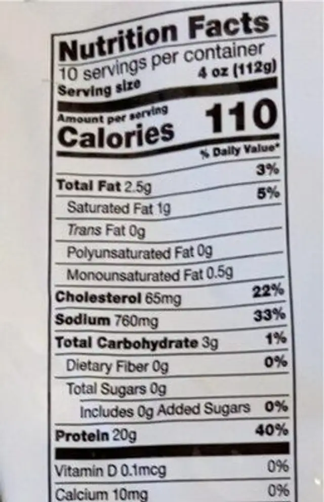 Garlic and herb chicken breast nutrition facts table