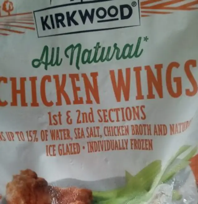 All Natural Chicken Wings ingredients label