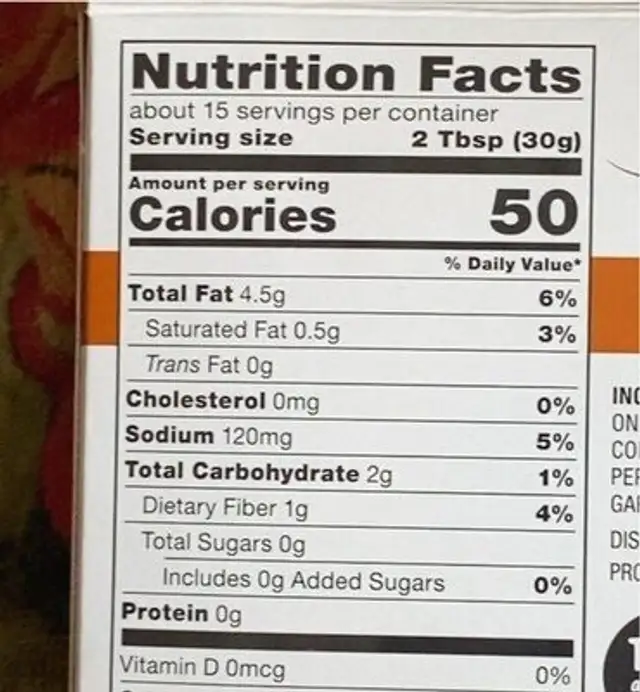 Homestyle guacamole nutrition facts table