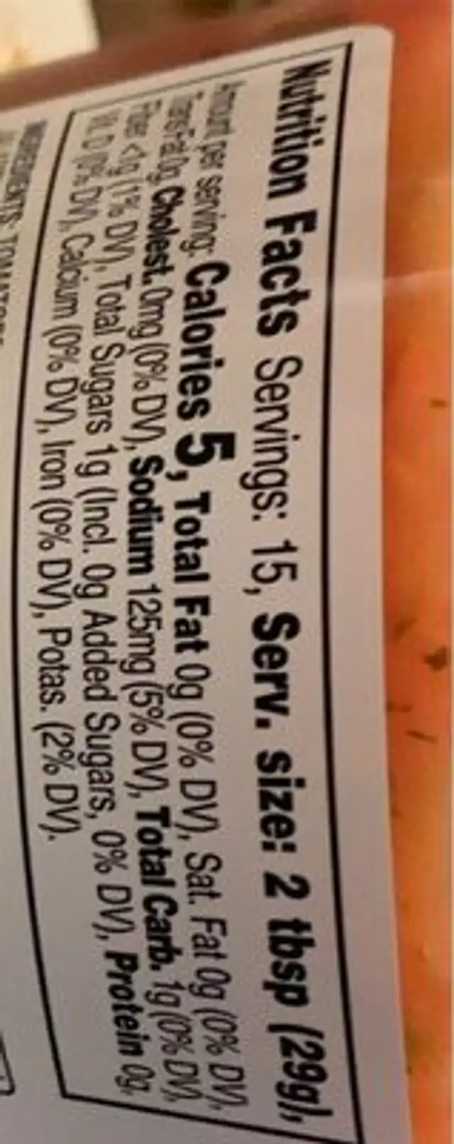 Fresh cut salsa nutrition facts table