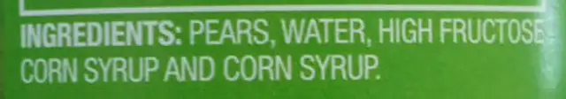 Pear slices ingredients label
