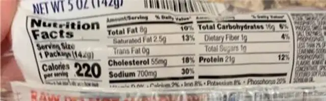 Chicken cordon bleu nutrition facts table