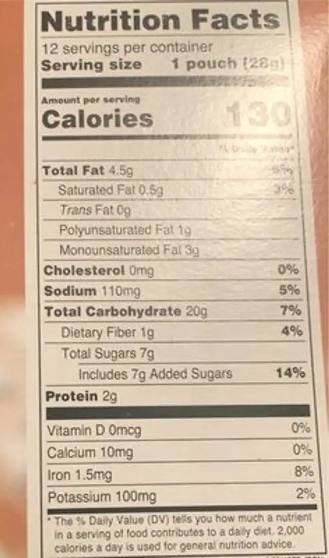 Chocolate mini bear grahams nutrition facts table
