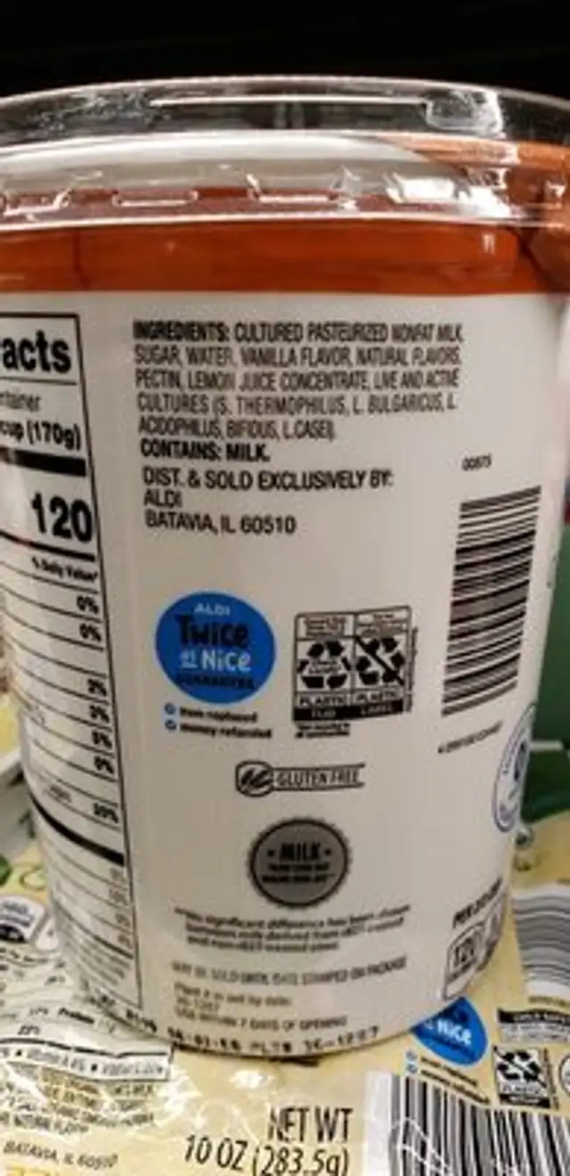 Friendly Farms Nonfat Greek Yogurt ingredients label