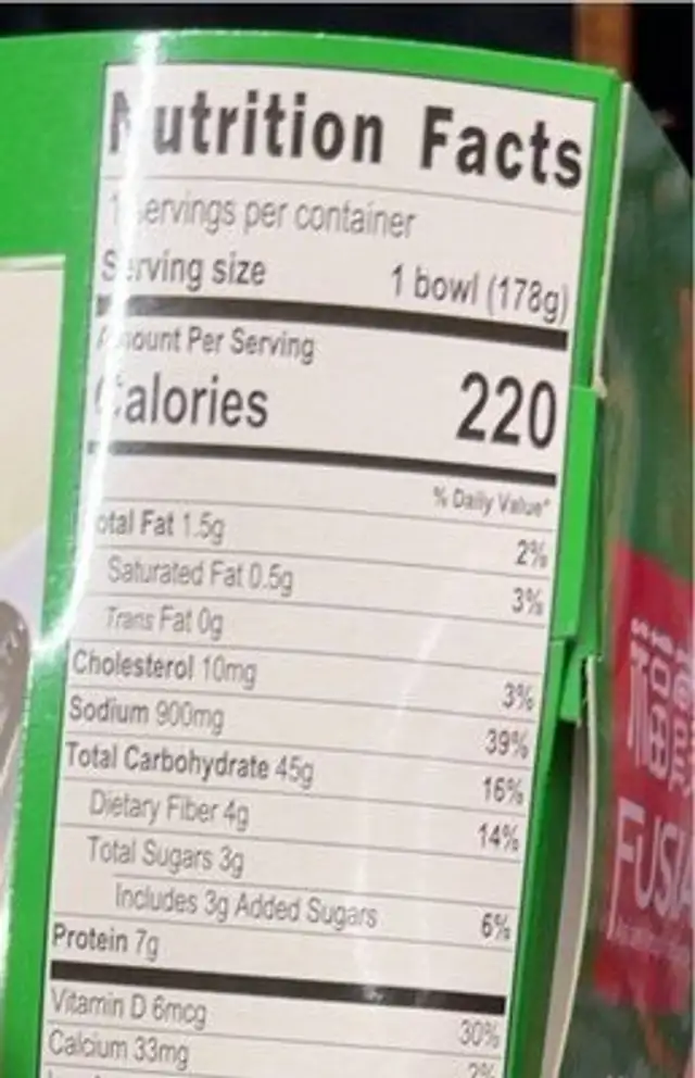 miso soup bowl nutrition facts table