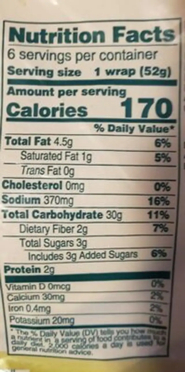 LiveGfree nutrition facts table