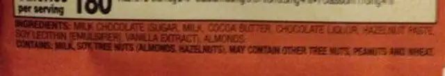 milk chocolate with almonds ingredients label