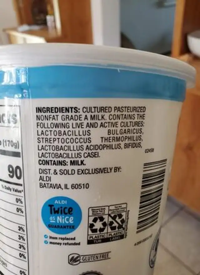 Greek yogurt ingredients label