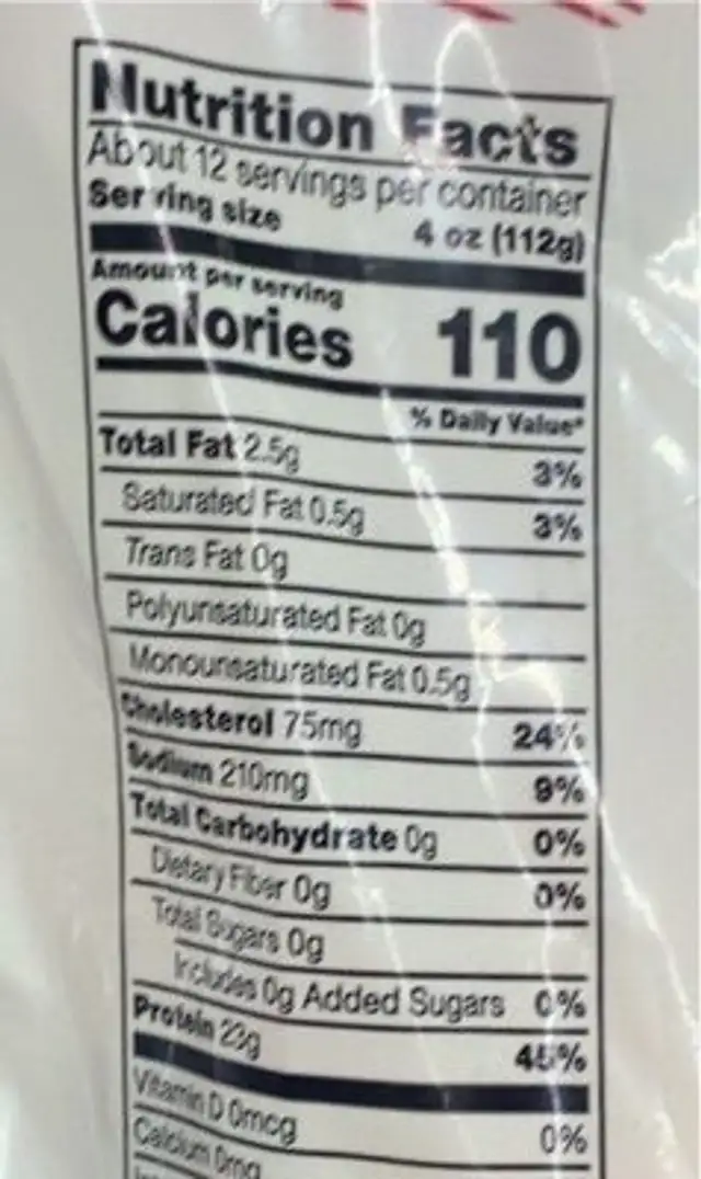 All Natural Boneless Skinless Chicken Breast nutrition facts table