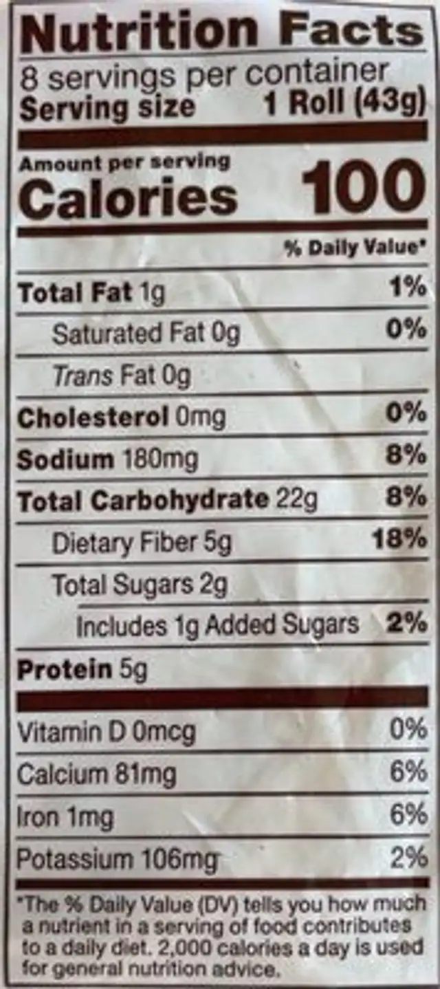 Sandwich Skinnys Multi-Grain nutrition facts table