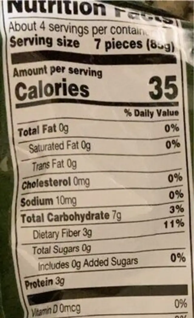 Steamed Brussels Sprouts nutrition facts table
