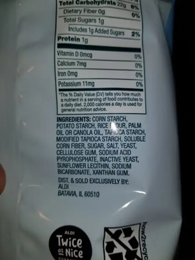 Corn, potato & rice flour mini twists pretzels snack ingredients label