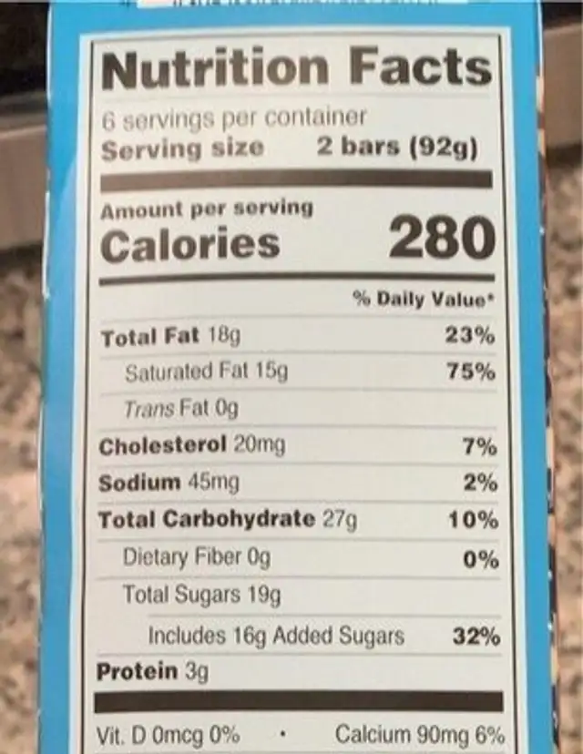Ice cream crunch bars nutrition facts table