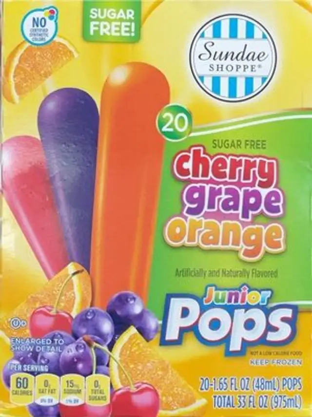 Juniior pops nutrition facts table