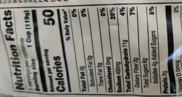 Szechuan stir fry nutrition facts table