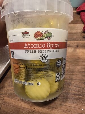 Atomic Spicy Fresh Deli Pickles front packaging